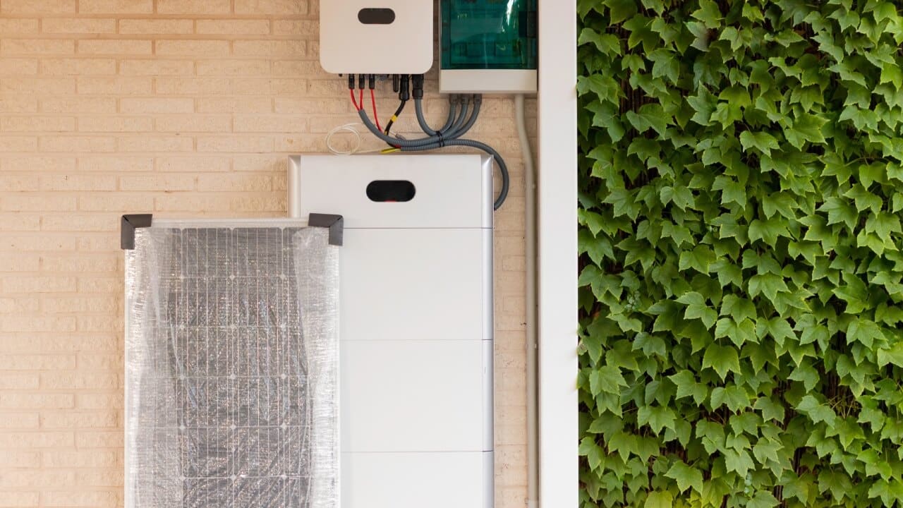 Are solar panels worth it? A solar battery installed on the wall of a house connected to an inverter and the consumer unit.